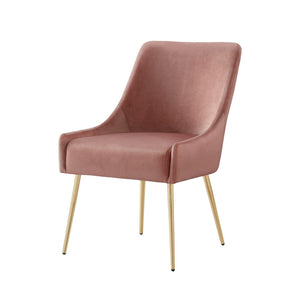 HomeRoots Set of Two Blush Velvet Dining Chairs with Gold Accents - Chic Comfort for Every Space 535382