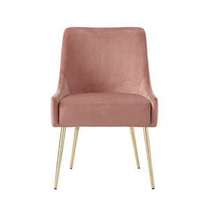 HomeRoots Set of Two Blush Velvet Dining Chairs with Gold Accents - Chic Comfort for Every Space 535382