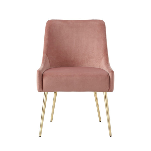 HomeRoots Set of Two Blush Velvet Dining Chairs with Gold Accents - Chic Comfort for Every Space 535382
