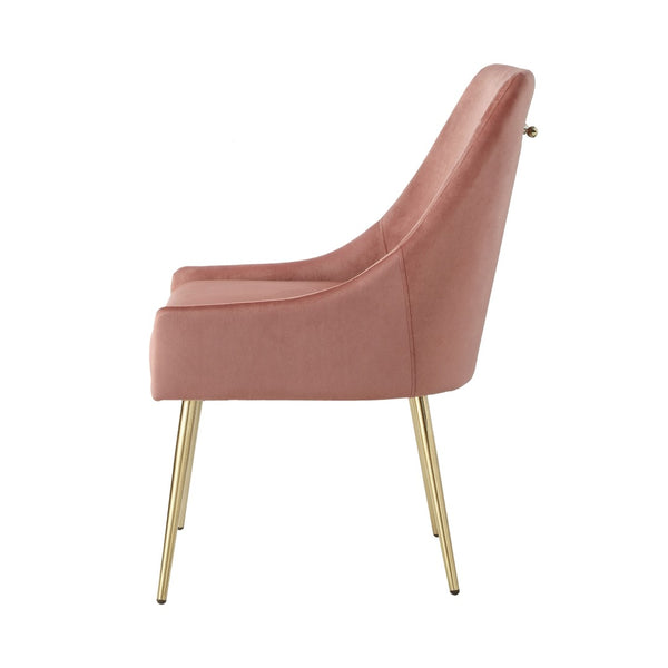 HomeRoots Set of Two Blush Velvet Dining Chairs with Gold Accents - Chic Comfort for Every Space 535382