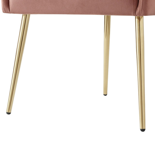 HomeRoots Set of Two Blush Velvet Dining Chairs with Gold Accents - Chic Comfort for Every Space 535382