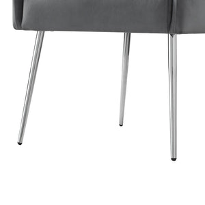 HomeRoots Set of Two Elegant Light Gray Velvet Dining Chairs with Silver Accents for Modern Spaces 535384