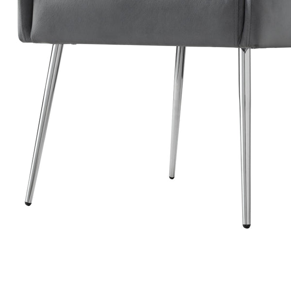 HomeRoots Set of Two Elegant Light Gray Velvet Dining Chairs with Silver Accents for Modern Spaces 535384