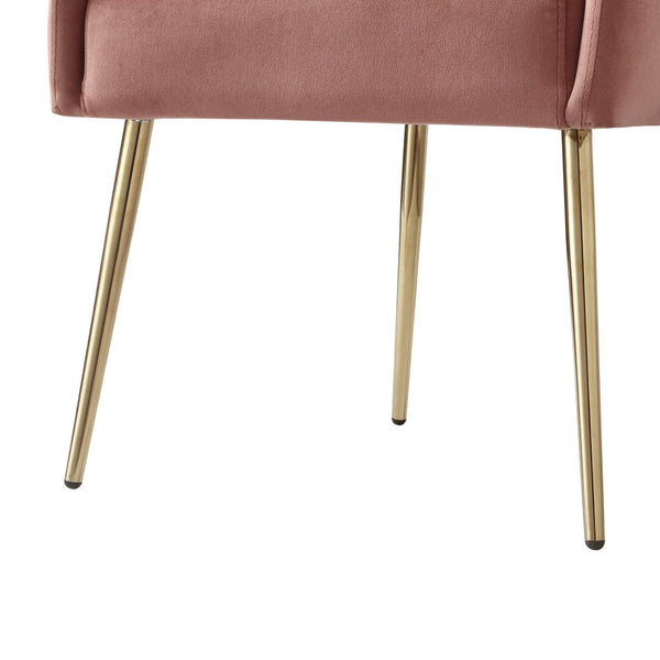 HomeRoots Set of Two Elegant Blush Velvet Dining Arm Chairs with Gold Frame – Stylish & Comfortable Accent Seating 535389
