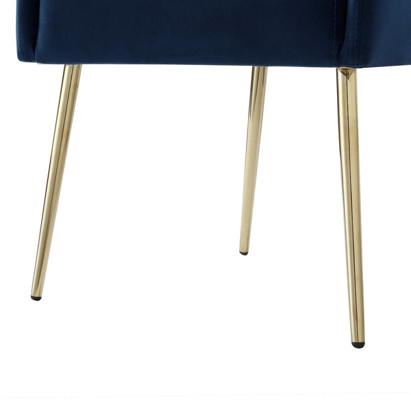 HomeRoots Set of Two Navy Blue Velvet Dining Arm Chairs with Gold Legs – Stylish Comfort for Any Space! 535392