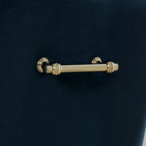 HomeRoots Set of Two Navy Blue Velvet Dining Arm Chairs with Gold Legs – Stylish Comfort for Any Space! 535392