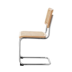 HomeRoots Set of Two Stylish Rattan Dining Side Chairs with Silver Legs for Modern Home Decor and Comfort Oak 535393