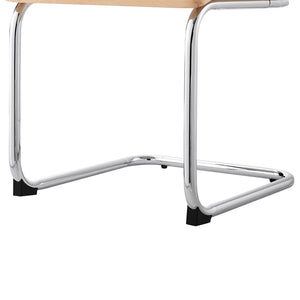 HomeRoots Set of Two Stylish Rattan Dining Side Chairs with Silver Legs for Modern Home Decor and Comfort Oak 535393