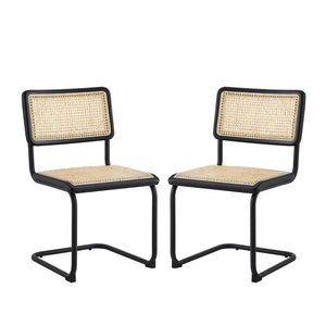 HomeRoots Set of Two Modern Black Metal Dining Side Chairs - Stylish, Versatile, Space-Saving Accent Seating 535394