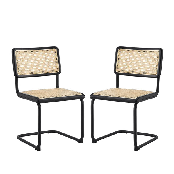 HomeRoots Set of Two Modern Black Metal Dining Side Chairs - Stylish, Versatile, Space-Saving Accent Seating 535394
