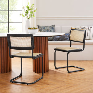 HomeRoots Set of Two Modern Black Metal Dining Side Chairs - Stylish, Versatile, Space-Saving Accent Seating 535394