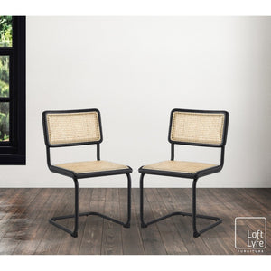 HomeRoots Set of Two Modern Black Metal Dining Side Chairs - Stylish, Versatile, Space-Saving Accent Seating 535394