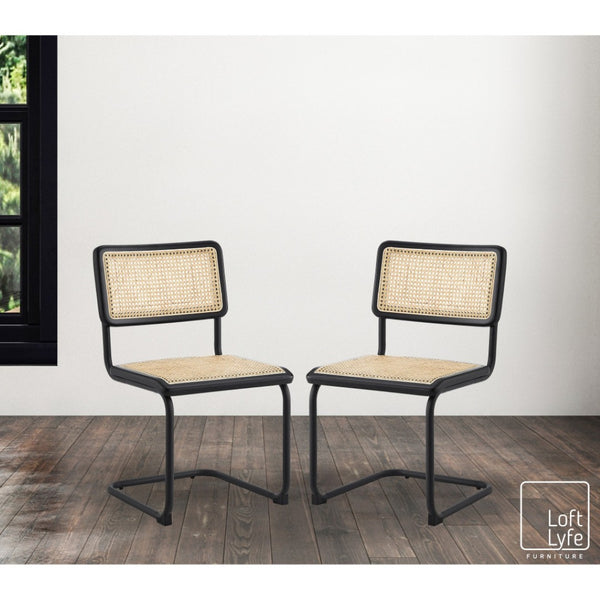HomeRoots Set of Two Modern Black Metal Dining Side Chairs - Stylish, Versatile, Space-Saving Accent Seating 535394