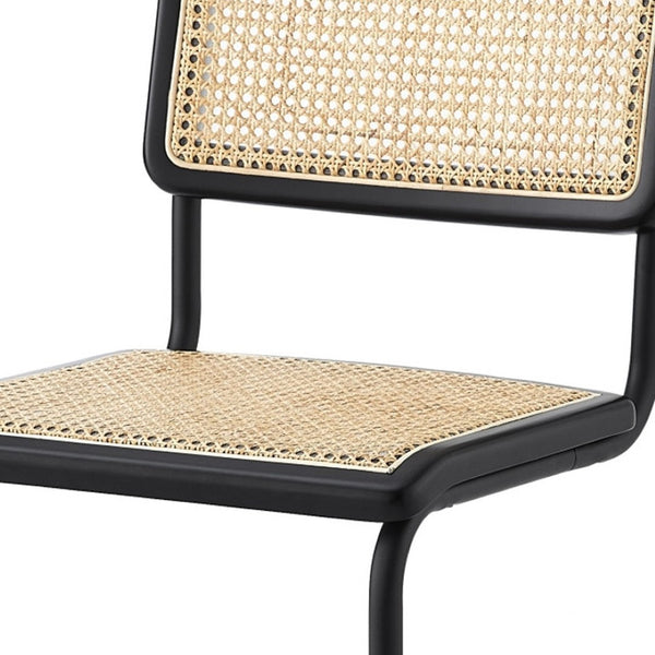 HomeRoots Set of Two Modern Black Metal Dining Side Chairs - Stylish, Versatile, Space-Saving Accent Seating 535394