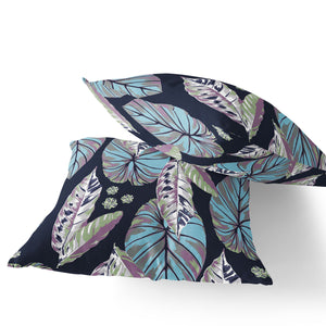 Homeroots Set Of Two 16" X 16" Blue And Purple Blown Seam Botanical Indoor Outdoor Throw Pillow  Polyester 535398