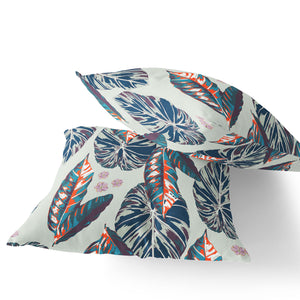 Homeroots Set Of Two 16" X 16" Blue And Gray Blown Seam Botanical Indoor Outdoor Throw Pillow  Polyester 535399