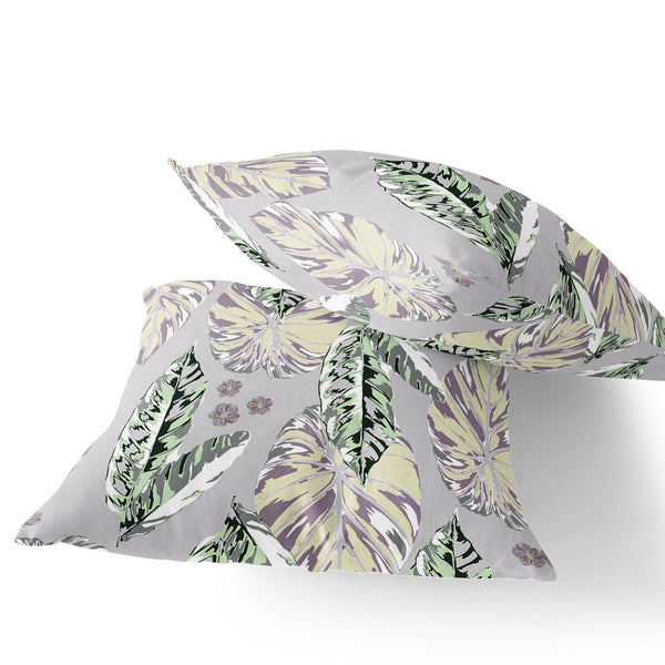 Homeroots Set Of Two 16" X 16" Gray And Purple Blown Seam Botanical Indoor Outdoor Throw Pillow  Polyester 535400