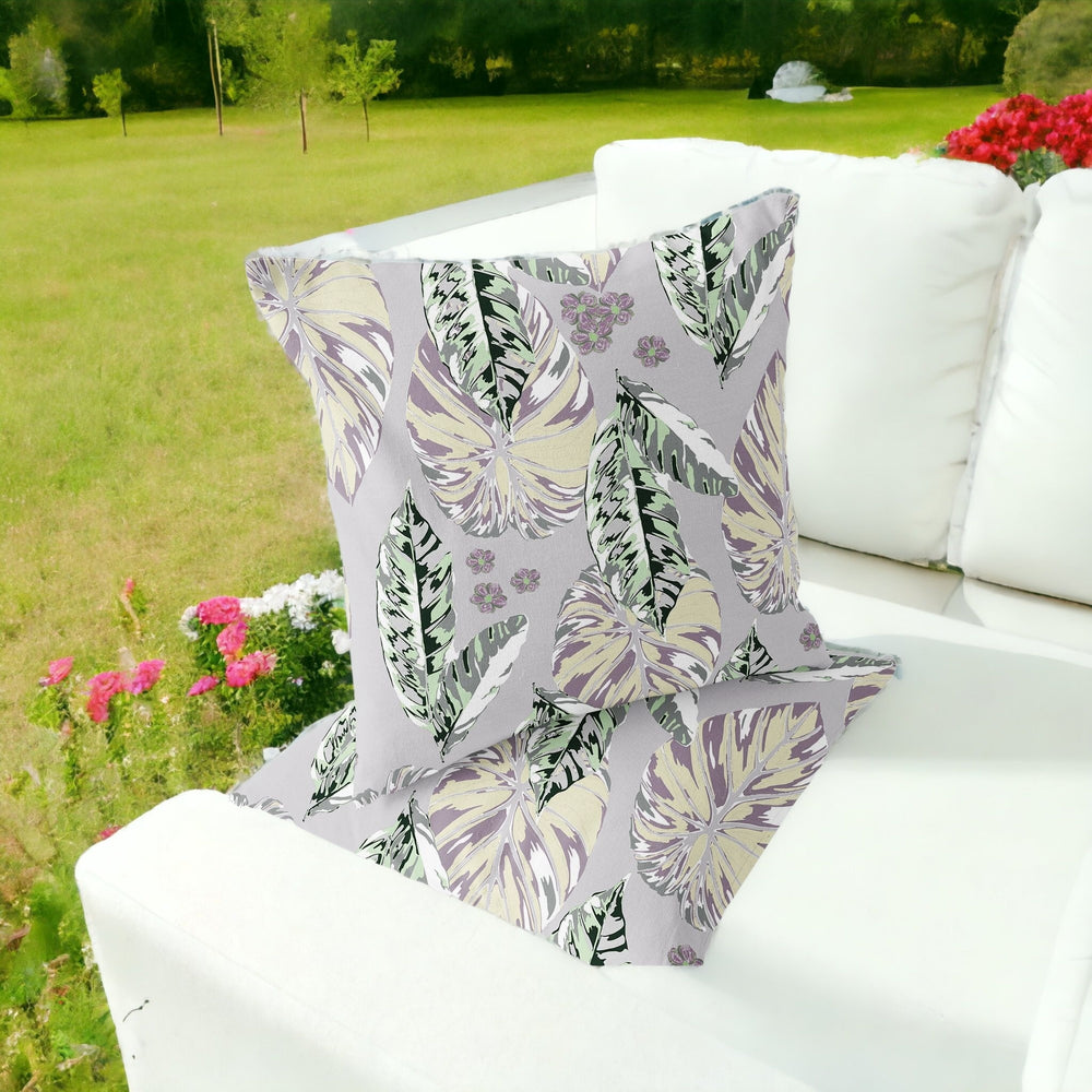 Homeroots Set Of Two 16" X 16" Gray And Purple Blown Seam Botanical Indoor Outdoor Throw Pillow  Polyester 535400