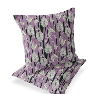 Homeroots Set Of Two 16" X 16" Pink And Black Blown Seam Botanical Indoor Outdoor Throw Pillow  Polyester 535402