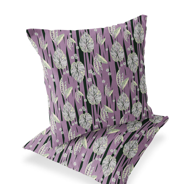 Homeroots Set Of Two 16" X 16" Pink And Black Blown Seam Botanical Indoor Outdoor Throw Pillow  Polyester 535402