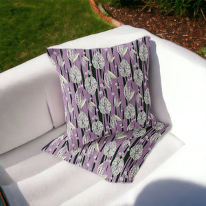 Homeroots Set Of Two 16" X 16" Pink And Black Blown Seam Botanical Indoor Outdoor Throw Pillow  Polyester 535402