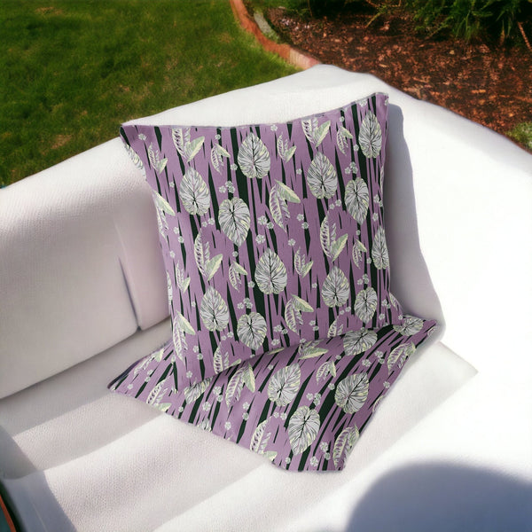 Homeroots Set Of Two 16" X 16" Pink And Black Blown Seam Botanical Indoor Outdoor Throw Pillow  Polyester 535402