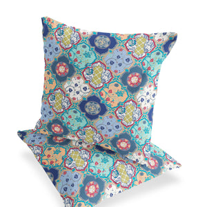 Homeroots Set Of Two 16" X 16" Green And Pink Blown Seam Floral Indoor Outdoor Throw Pillow  Polyester 535414