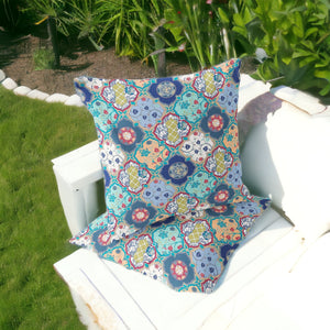 Homeroots Set Of Two 16" X 16" Green And Pink Blown Seam Floral Indoor Outdoor Throw Pillow  Polyester 535414