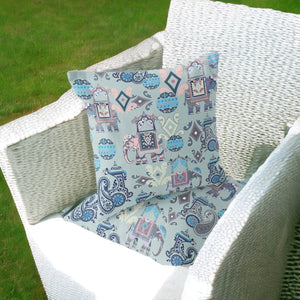 Homeroots Set Of Two 16" X 16" Gray And Pink Elephant Blown Seam Eclectic Indoor Outdoor Throw Pillow  Polyester 535417