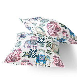 Homeroots Set Of Two 16" X 16" Pink And White Elephant Blown Seam Eclectic Indoor Outdoor Throw Pillow  Polyester 535421