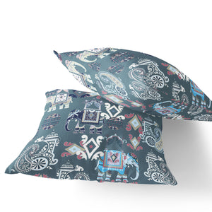 Homeroots Set Of Two 16" X 16" Gray And White Elephant Blown Seam Eclectic Indoor Outdoor Throw Pillow  Polyester 535423