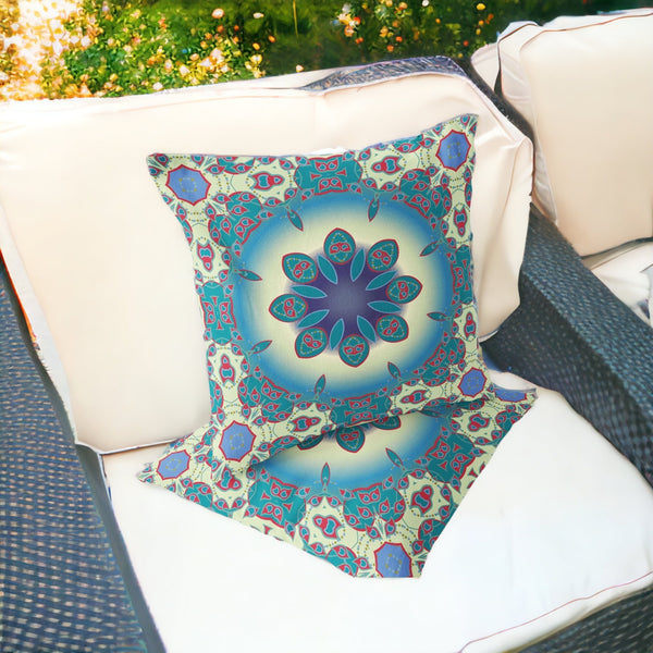 Homeroots Set Of Two 16" X 16" Green And Yellow Blown Seam Floral Indoor Outdoor Throw Pillow  Polyester 535429