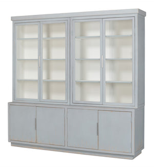 Sarreid Maldives 4 Door Bookcase In Eros Blue - Stylish Oak Storage Solution For Your Modern Home Decor Blue  53543