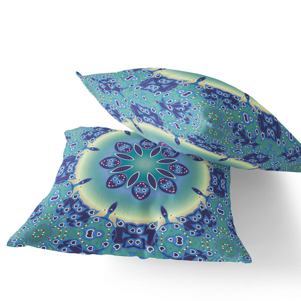 Homeroots Set Of Two 16" X 16" Blue And Purple Blown Seam Floral Indoor Outdoor Throw Pillow  Polyester 535430