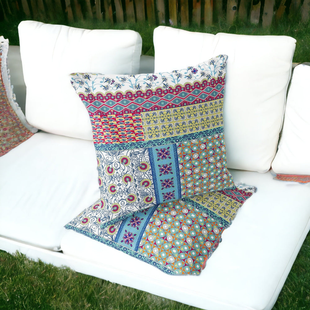 Homeroots Set Of Two 16" X 16" Yellow And White Blown Seam Floral Indoor Outdoor Throw Pillow  Polyester 535439