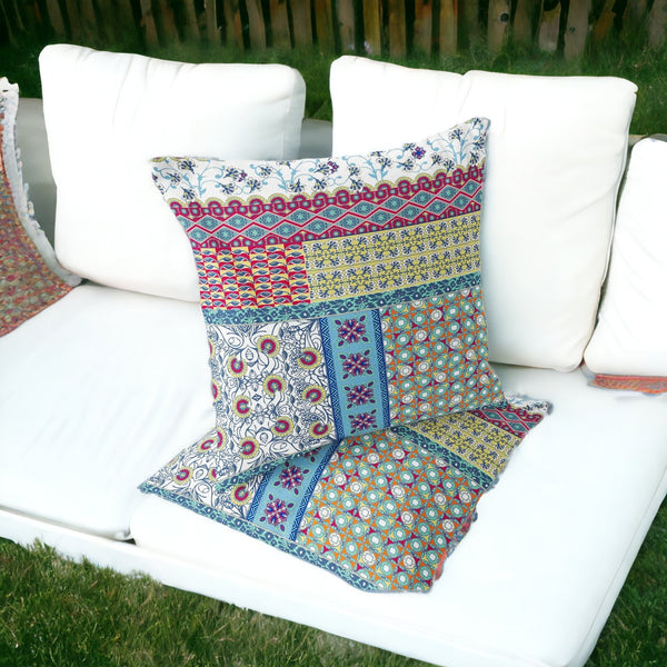 Homeroots Set Of Two 16" X 16" Yellow And White Blown Seam Floral Indoor Outdoor Throw Pillow  Polyester 535439