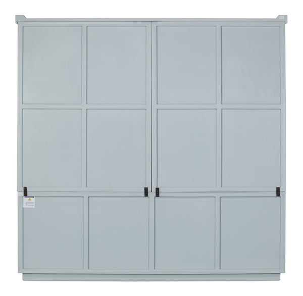 Sarreid Maldives 4 Door Bookcase In Eros Blue - Stylish Oak Storage Solution For Your Modern Home Decor Blue  53543