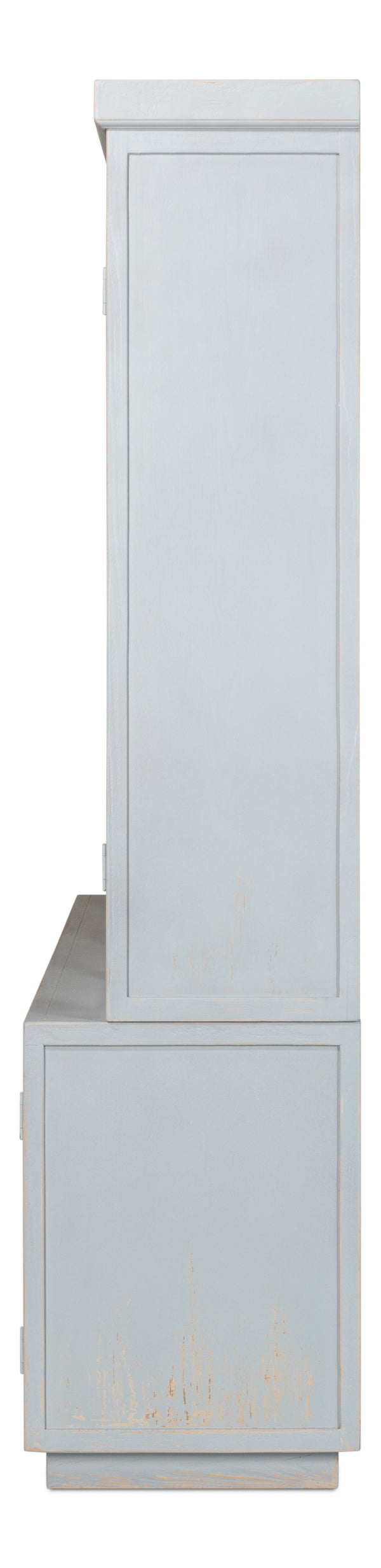 Sarreid Maldives 4 Door Bookcase In Eros Blue - Stylish Oak Storage Solution For Your Modern Home Decor Blue  53543