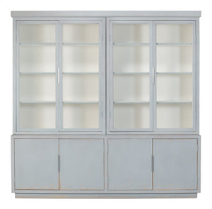 Sarreid Maldives 4 Door Bookcase In Eros Blue - Stylish Oak Storage Solution For Your Modern Home Decor Blue  53543