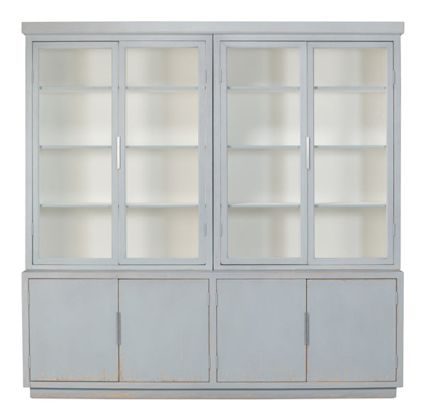 Sarreid Maldives 4 Door Bookcase In Eros Blue - Stylish Oak Storage Solution For Your Modern Home Decor Blue  53543