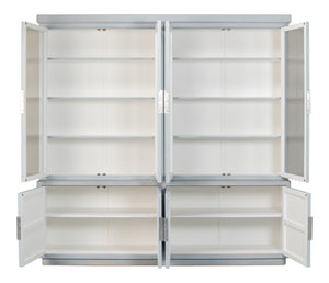 Sarreid Maldives 4 Door Bookcase In Eros Blue - Stylish Oak Storage Solution For Your Modern Home Decor Blue  53543