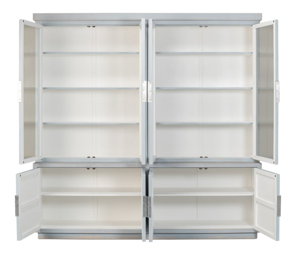 Sarreid Maldives 4 Door Bookcase In Eros Blue - Stylish Oak Storage Solution For Your Modern Home Decor Blue  53543