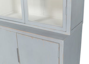 Sarreid Maldives 4 Door Bookcase In Eros Blue - Stylish Oak Storage Solution For Your Modern Home Decor Blue  53543