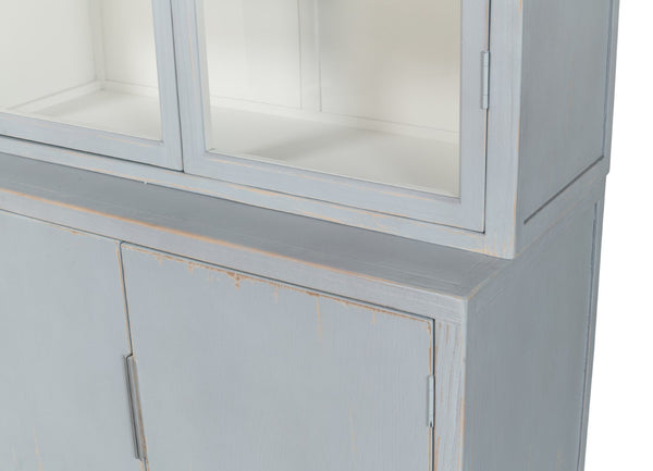 Sarreid Maldives 4 Door Bookcase In Eros Blue - Stylish Oak Storage Solution For Your Modern Home Decor Blue  53543