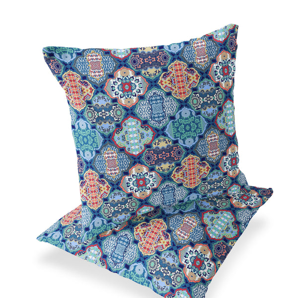 Homeroots Set Of Two 16" X 16" Green And Red Blown Seam Floral Indoor Outdoor Throw Pillow  Polyester 535447