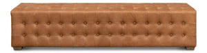 Sarreid Beam Bench - Luxurious Light Brown Tufted Leather With Oak White Wash Finish For Elegant Spaces Brown  53544