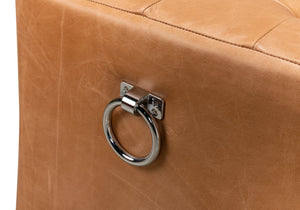 Sarreid Beam Bench - Luxurious Light Brown Tufted Leather With Oak White Wash Finish For Elegant Spaces Brown  53544