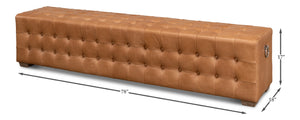 Sarreid Beam Bench - Luxurious Light Brown Tufted Leather With Oak White Wash Finish For Elegant Spaces Brown  53544