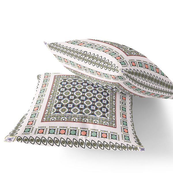 Homeroots Set Of Two 16" X 16" Blue And White Blown Seam Floral Indoor Outdoor Throw Pillow  Polyester 535452