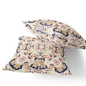 Homeroots Set Of Two 16" X 16" Blue And White Blown Seam Eclectic Indoor Outdoor Throw Pillow  Polyester 535460